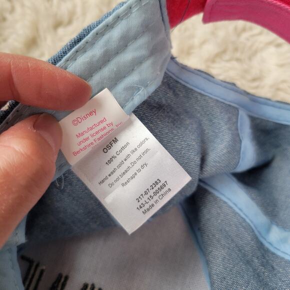 Disney Minnie Mouse Denim Blue White Polka Dot Girls Adjustable Baseball Cap Hat - Picture 5 of 5